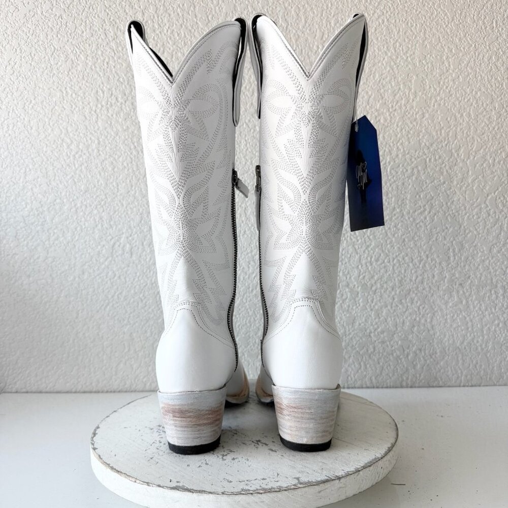 Lane MEGAN MORONEY Smokeshow Womens Cowboy Boots White Western Tall Snip Toe 5 - Picture 3 of 10